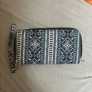 Stylish Black and Blue Patterned Clutch